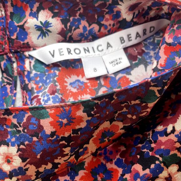 Veronica Beard Luella Dress Floral Silk 8 Ruffle Ruched Long Sleeve Lined - Picture 10 of 13